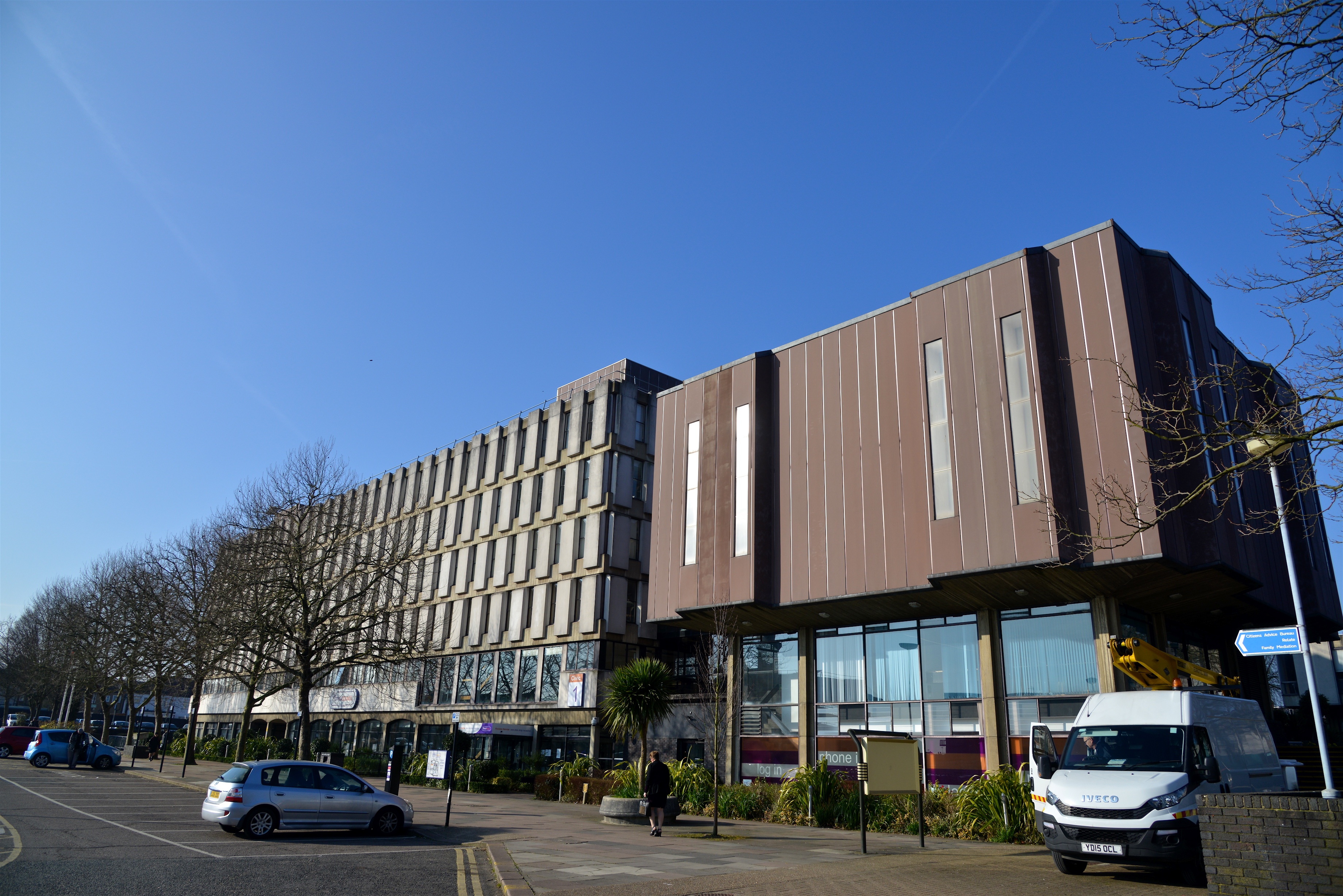 The Civic Centre building pictured in the 2010s was opened in 1973
