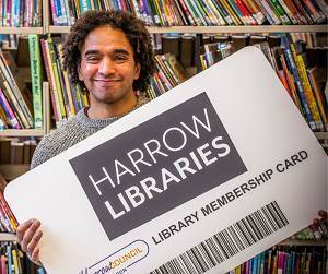 Image showing Joseph Coelho, Children's Laureate,  during a visit to Stanmore Library