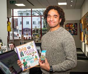 Image showing Joseph Coelho, Children's Laureate,  during a visit to Stanmore Library