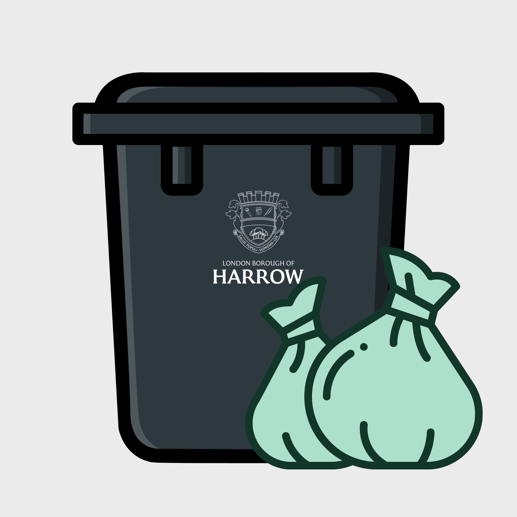 Food waste caddy bio bag icon