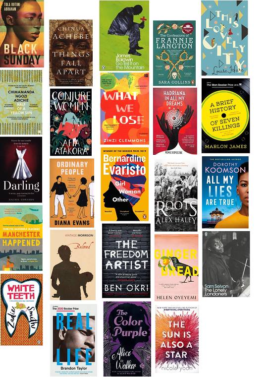 Images of book jackets showing a selection of titles for Black History Month