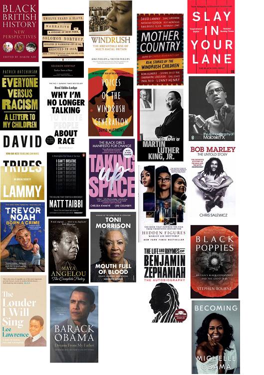 Range of book jackets showing recommended reads for Black History Month