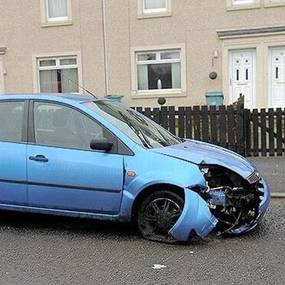 Dangerously damaged car