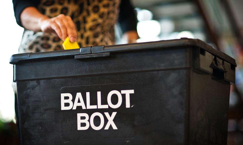 Elections banner ballot box