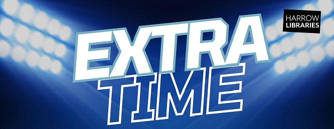 Image displaying the text 'Extra Time' to promote the Summer Reading Challenge has been extended until 16th September to allow extra time for children to read their six books and be entered into the prize draw.