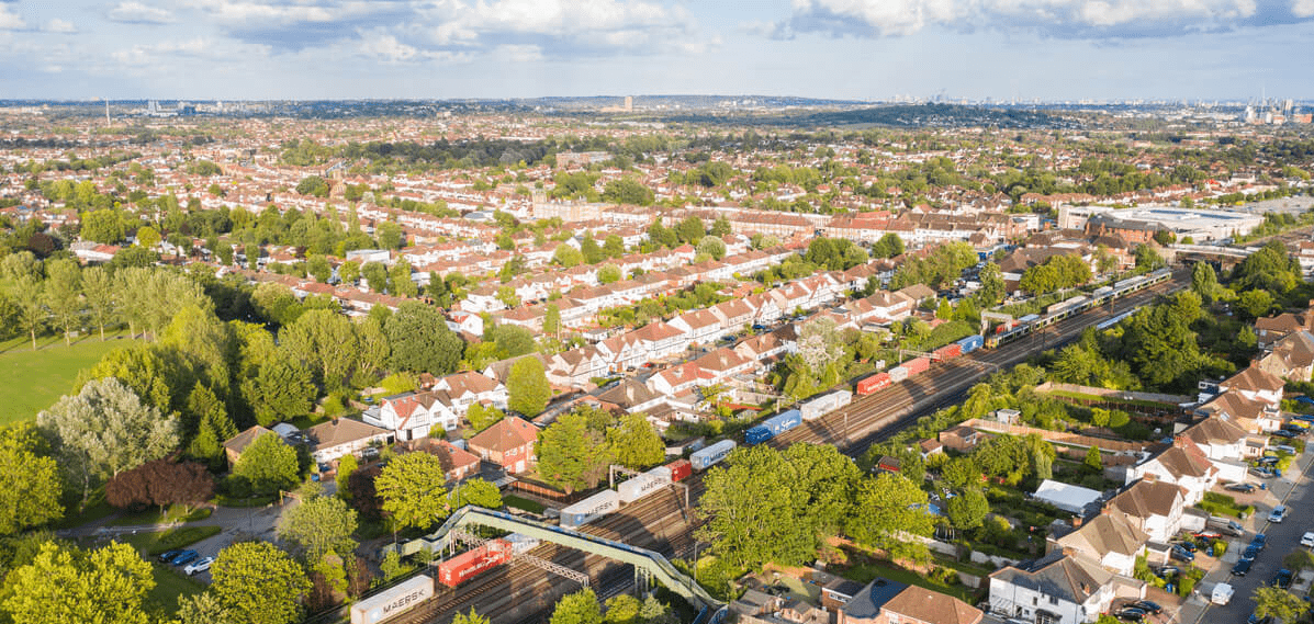 view of suburbs from above
